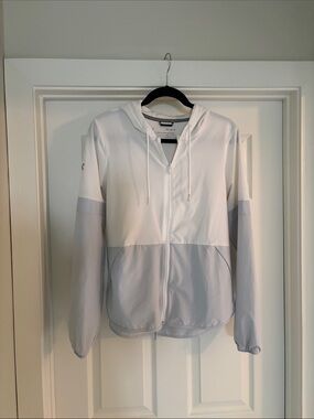 Under Armour White & Light Gray Hooded Zip Warm-Up Jacket
